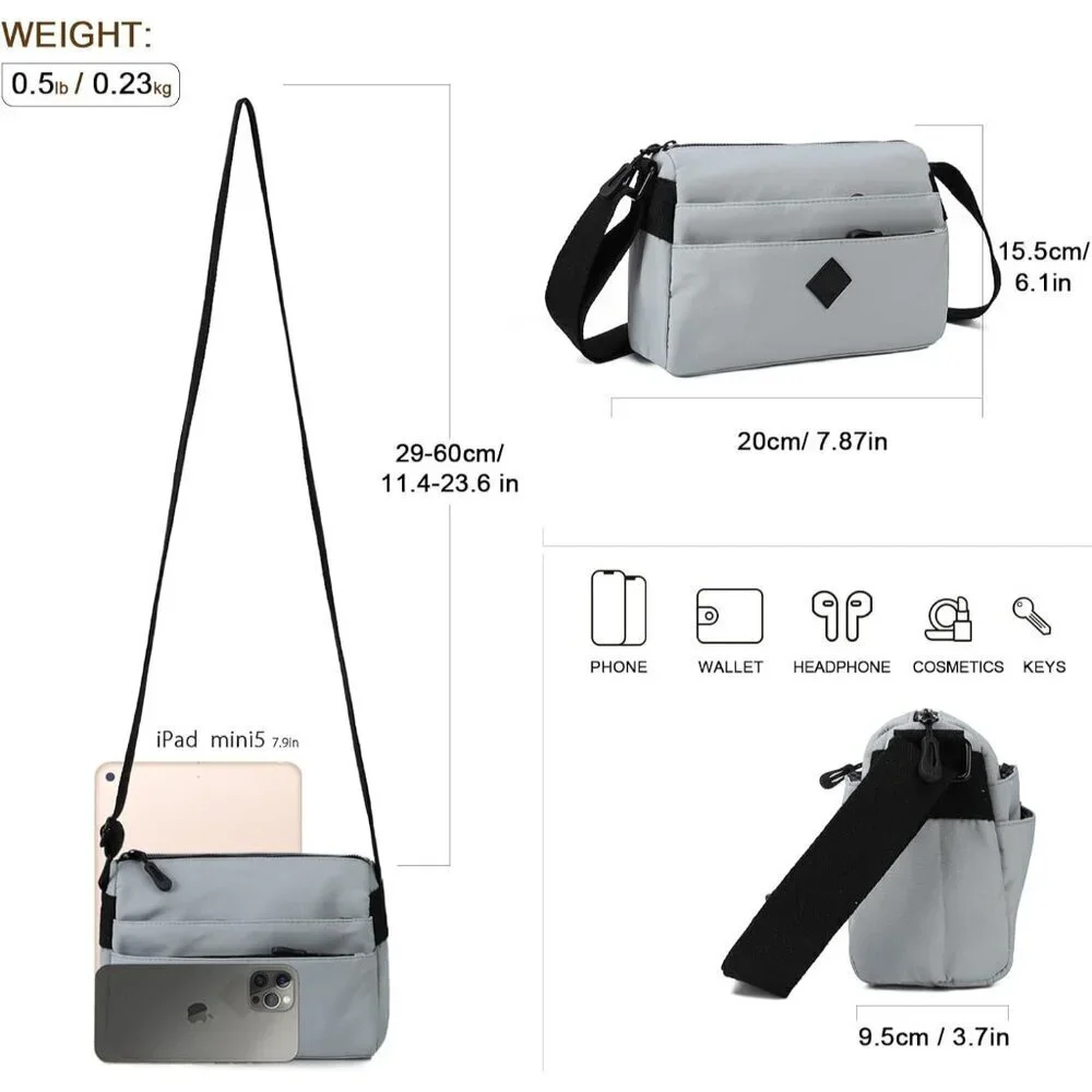 Small Nylon Crossbody Bag Women Shoulder Purse Waterproof Lightweight